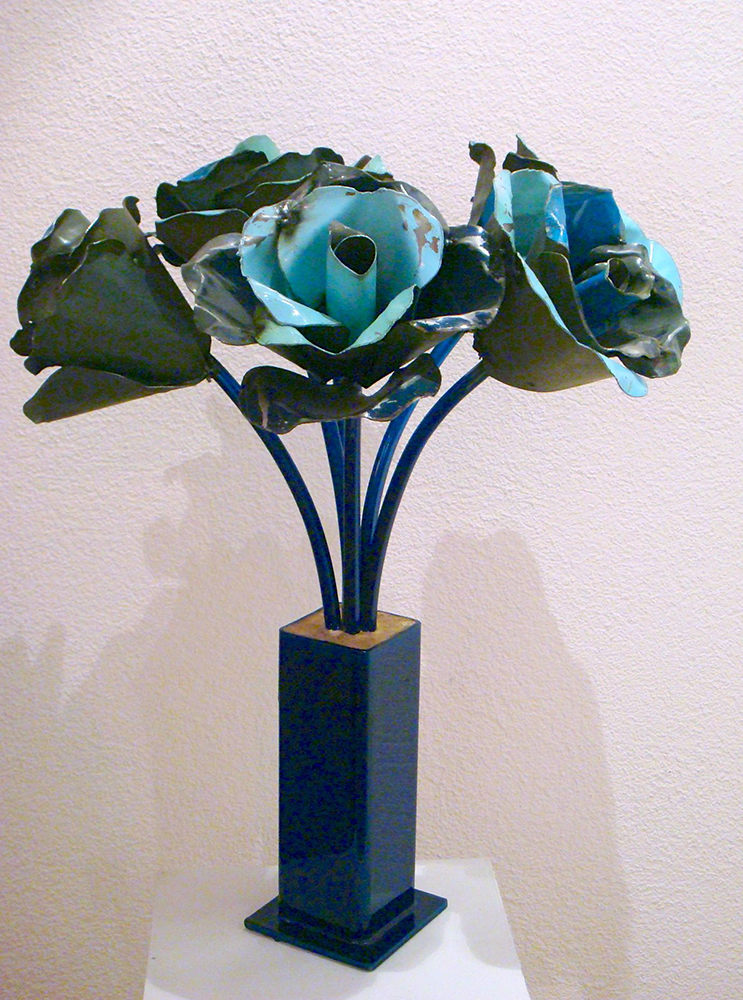 Candy blue rose vase